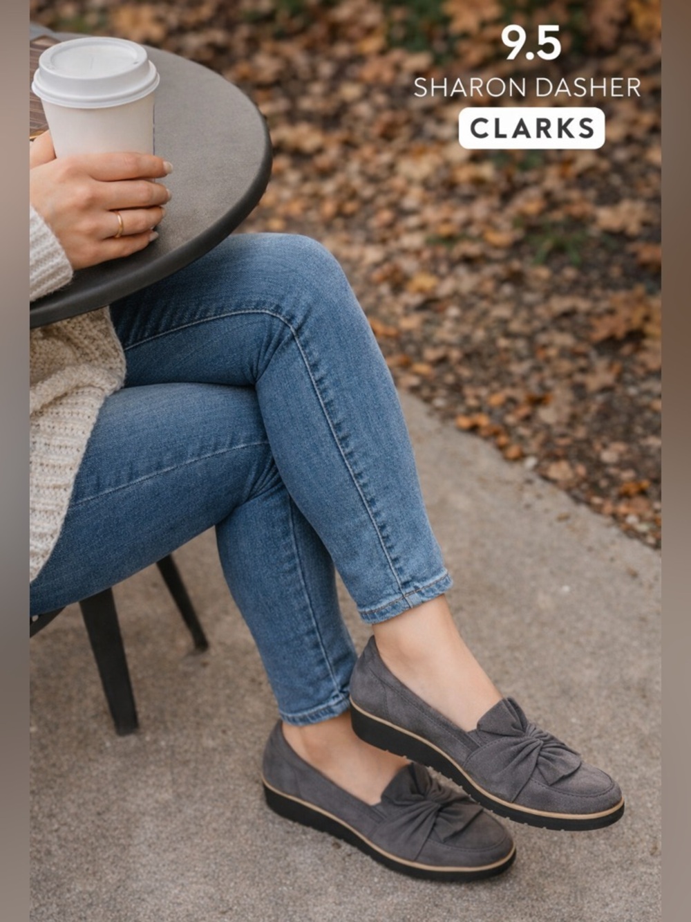 Clarks Grey Suede Sharon Dasher Loafer  women sz 9.5M grey comfy slip on preppy